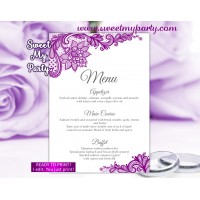 Purple menu card, Lace menu card,(115w)